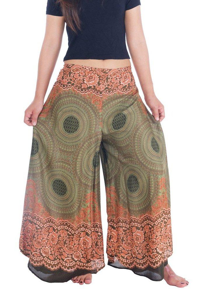 Womens Rose Design Wide Leg Palazzo Pants - Lannaclothesdesign Shop